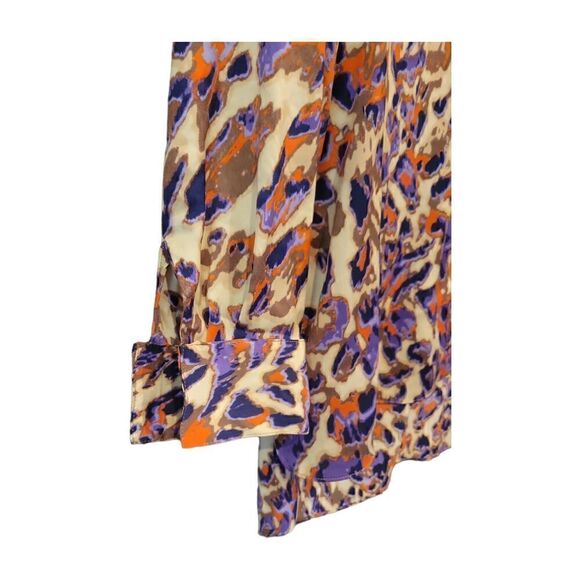 Vintage 80s 90s Mishca Tunic Button up Longsleeve Blouse Abstract Animal Print S - Picture 2 of 10